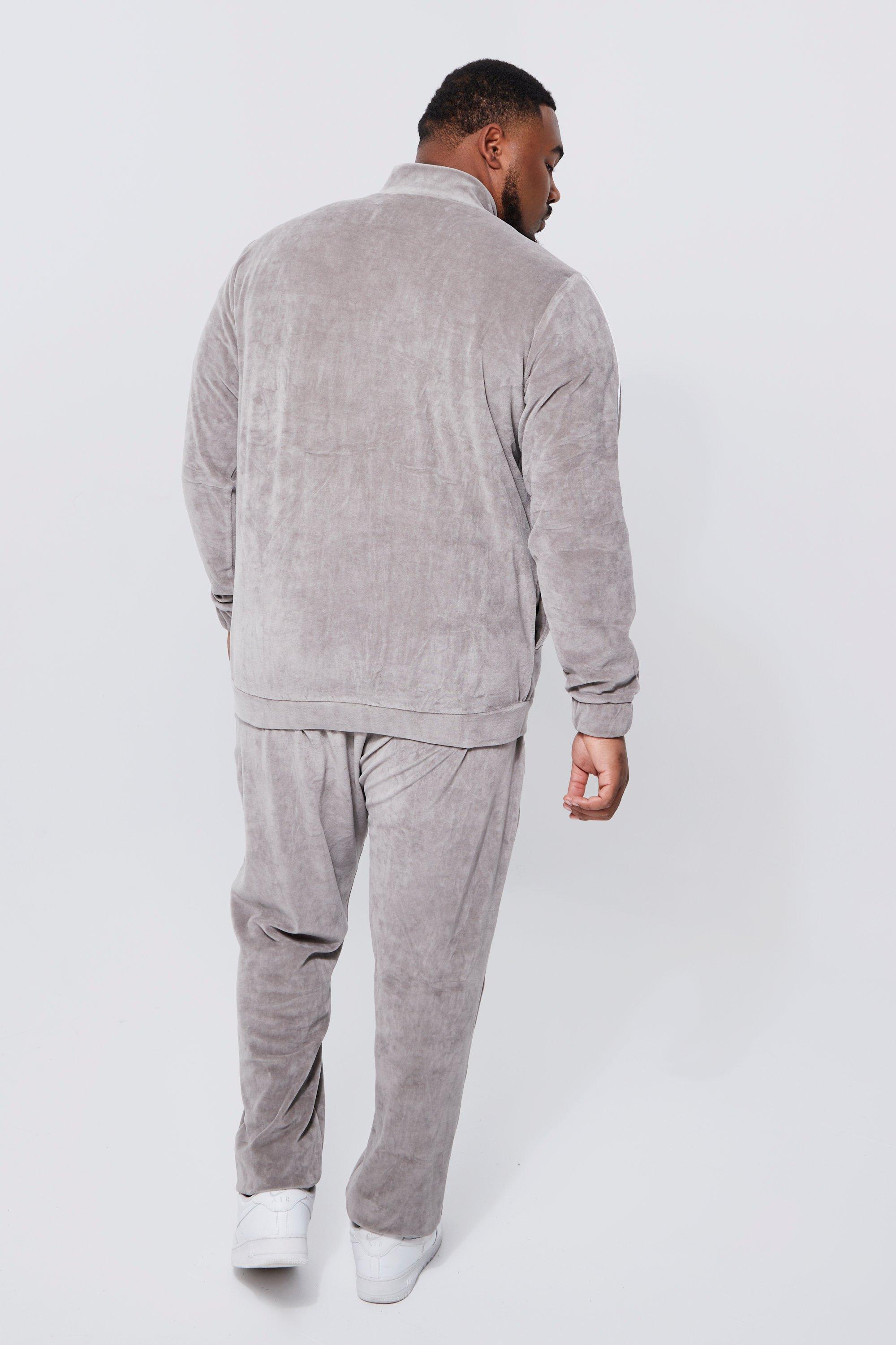 Plus Funnel Neck Zip Through Velour Tracksuit boohoo